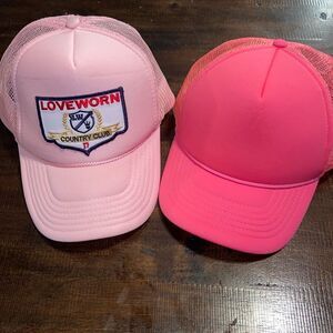 Love worn Country Club Ladies Pink trucker hat + Neon pink blank hat